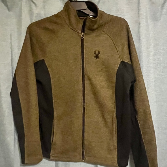 Spyder Constant Olive Green/Black Mid-weight Jacket Sweater Full Zip - Picture 1 of 12